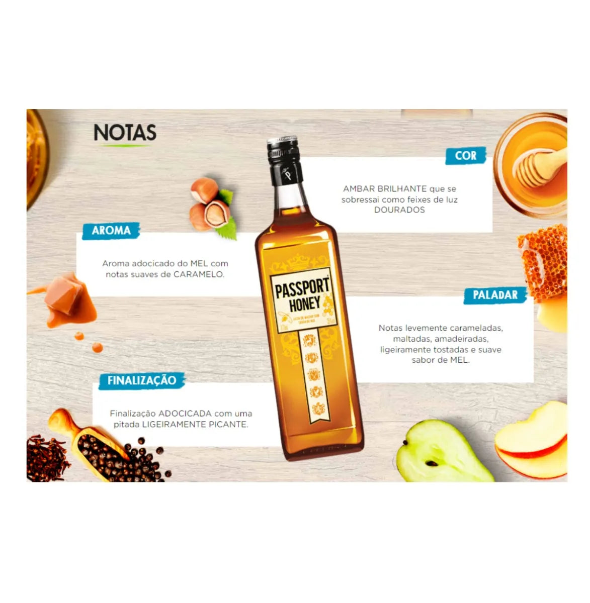 Licor de Whisky Passport Sabor Mel 1L