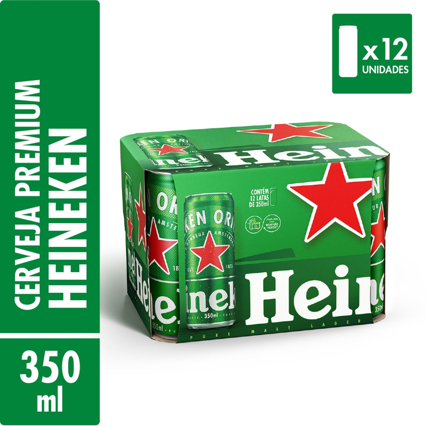 Cerveja Heineken Pilsen 12 Unidades Lata 350ml